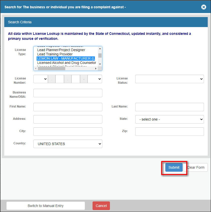 submit button